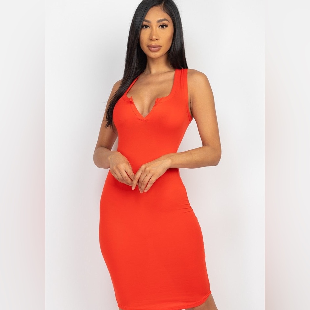 Asha Split Neck Tank Mini Dress